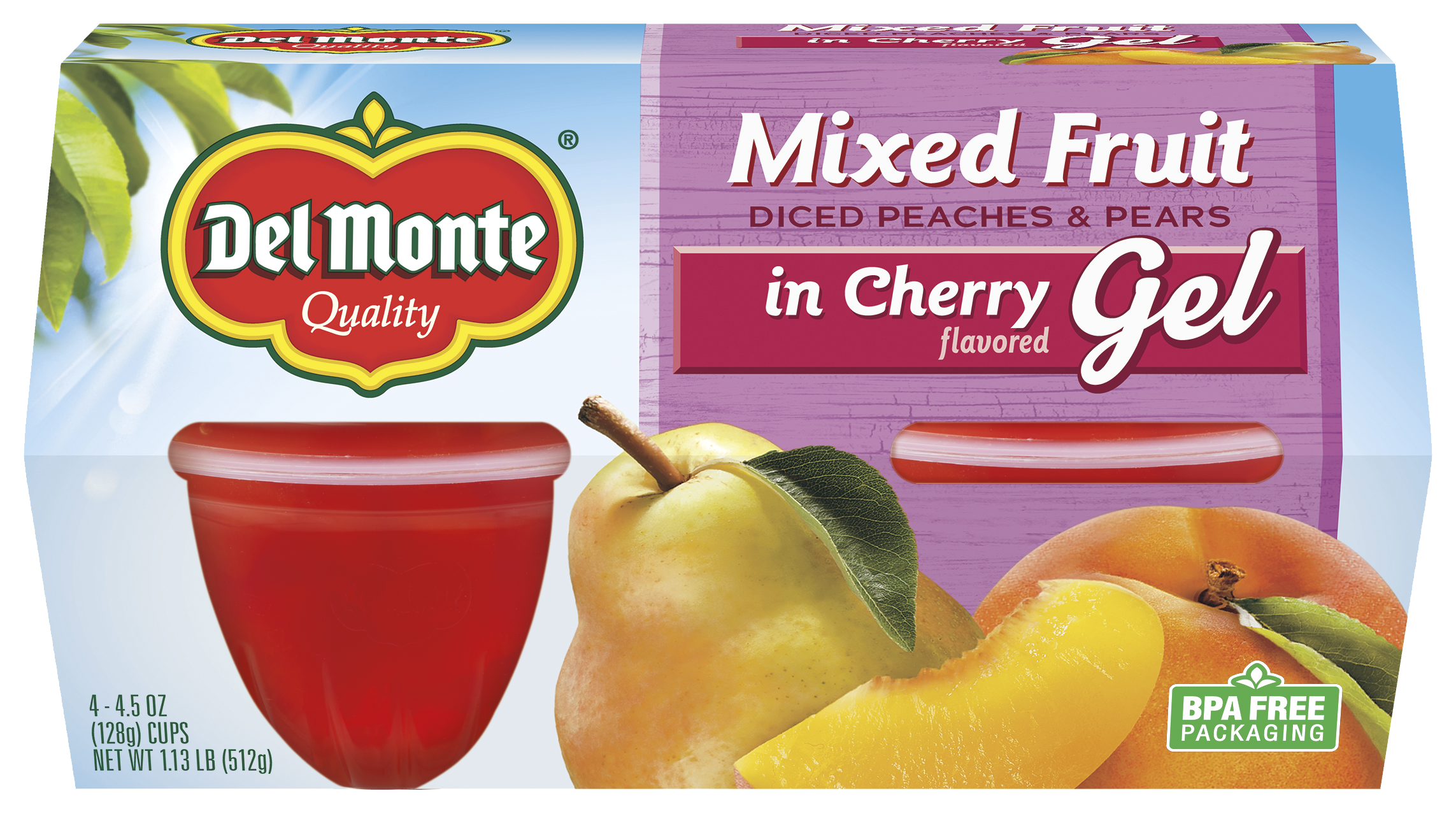 Mixed Fruit Cherry Flavored Gel Fruit Cup Snacks - Del Monte®